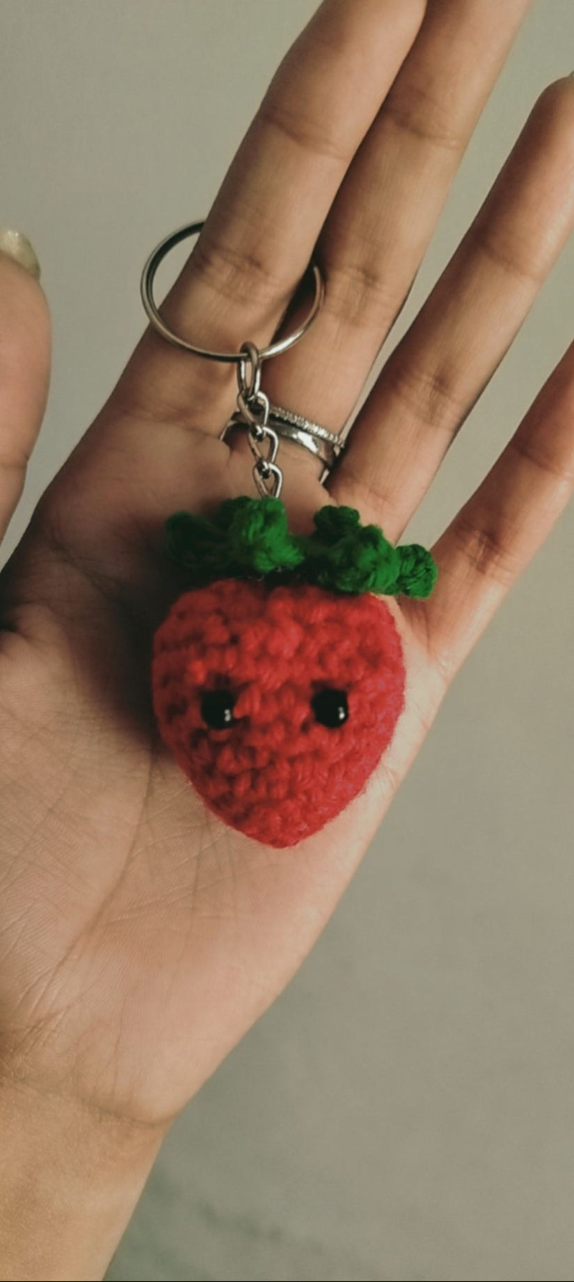 Crochet Strawberry Keychain – Cute Amigurumi Fruit Bag Charm