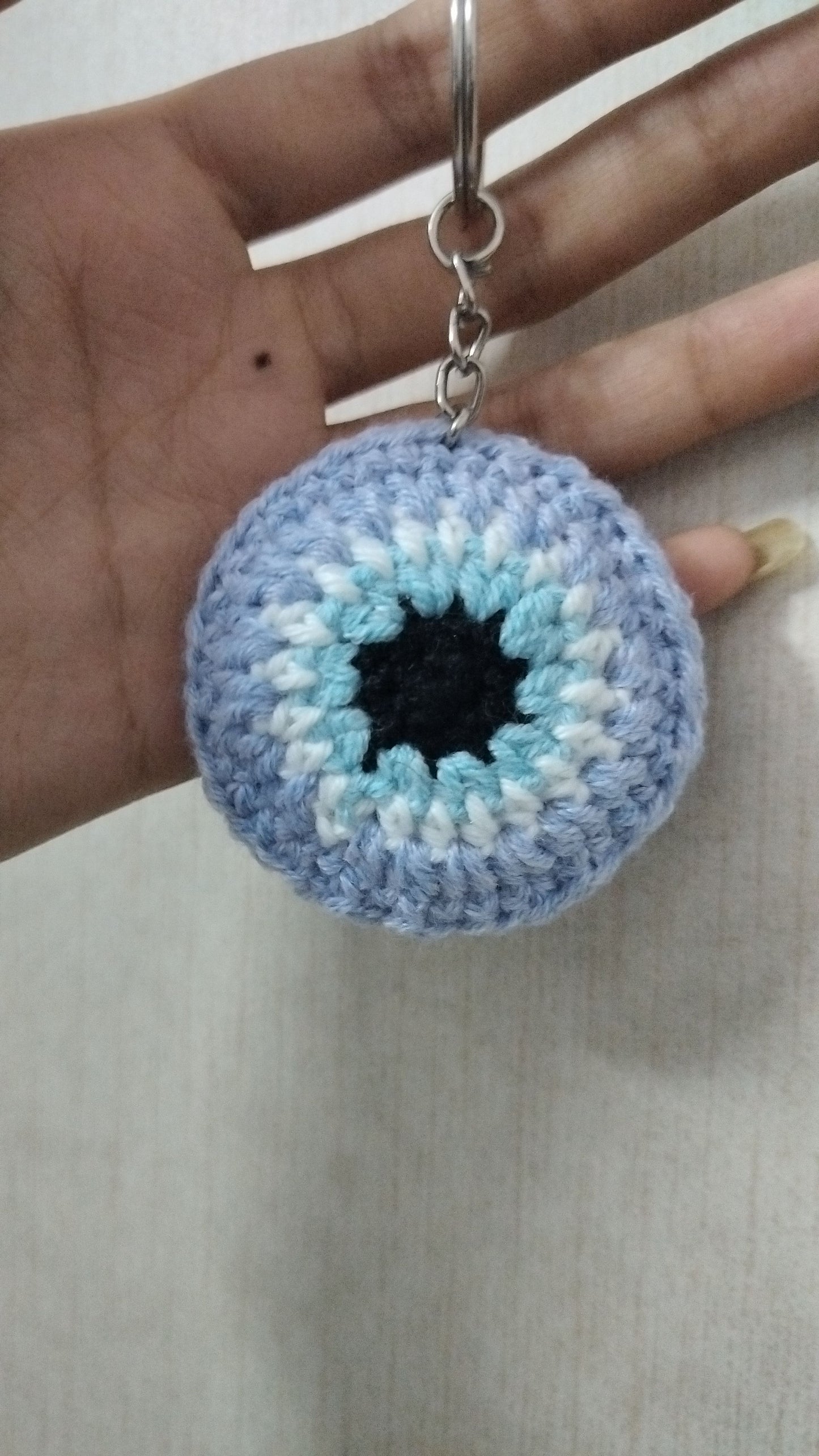 Crochet Evil Eye Keychain – Blue Amigurumi Charm for Protection & Style