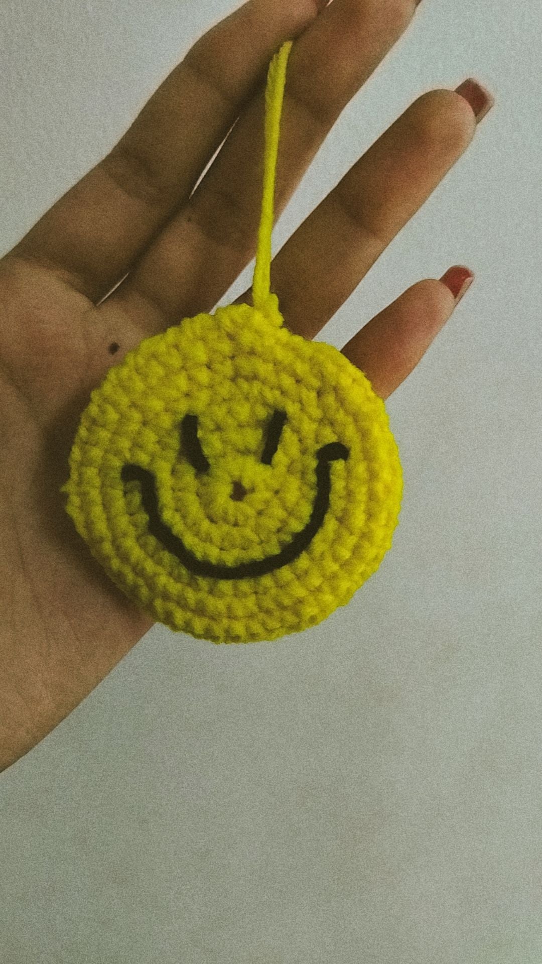 Crochet Smiley Face Keychain – Yellow Happy Face Bag Charm