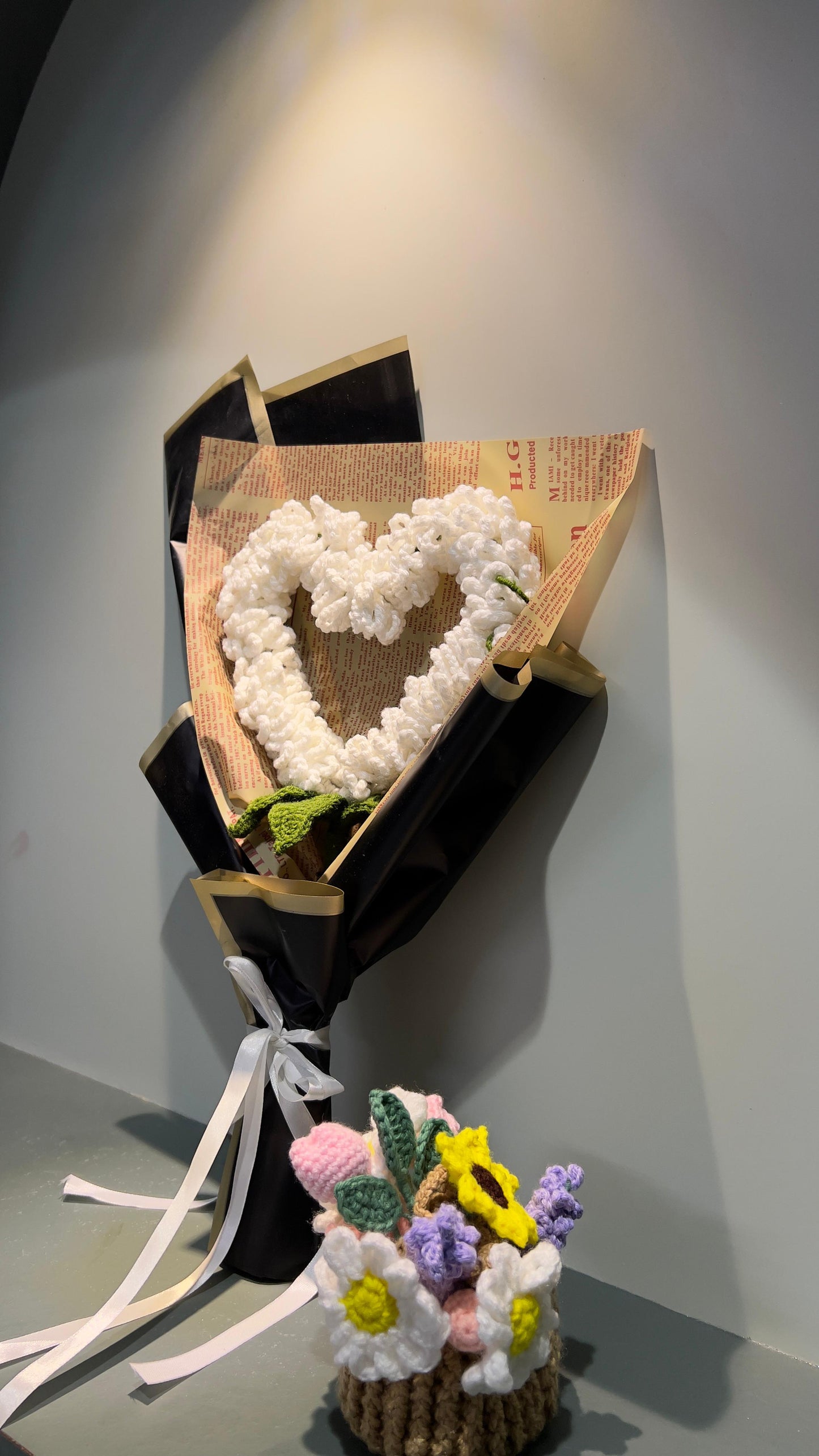 Handcrafted Crochet Heart Flower Bouquet