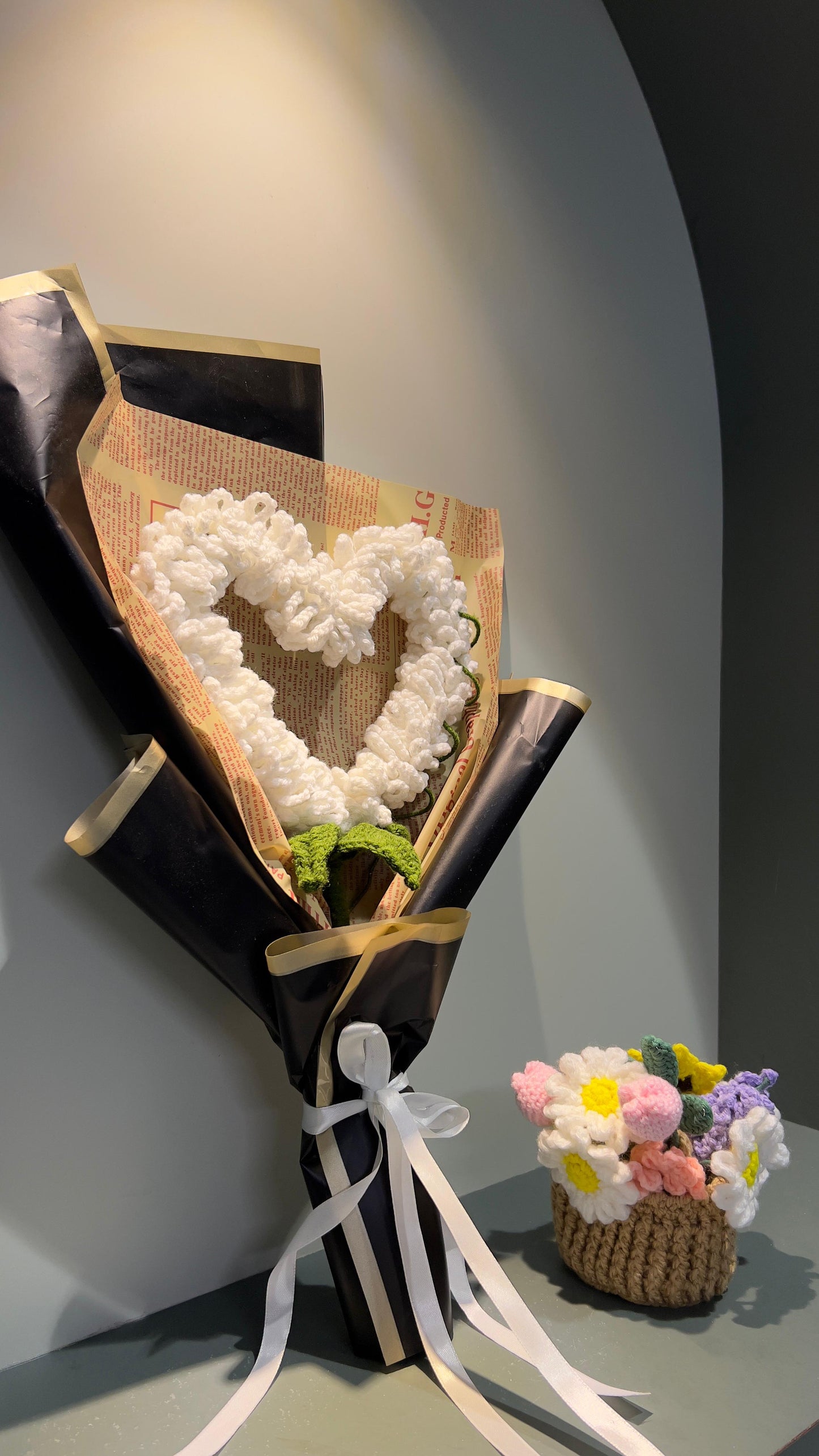 Handcrafted Crochet Heart Flower Bouquet